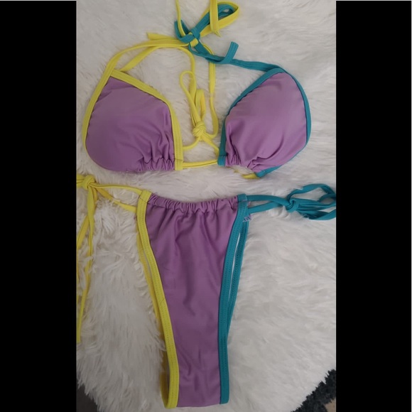 Brazilian style Women's Color Block Halter Tr - Picture 4 of 8